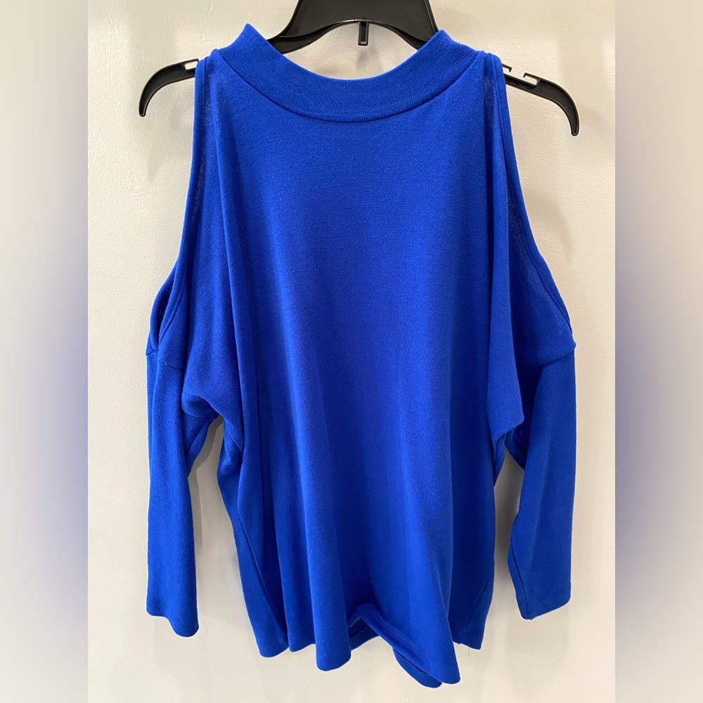 Royal blue cold shoulder sweater